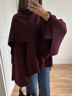 Damen Poncho aus hochwertiger Strickware mit asymmetrischem Design R&B