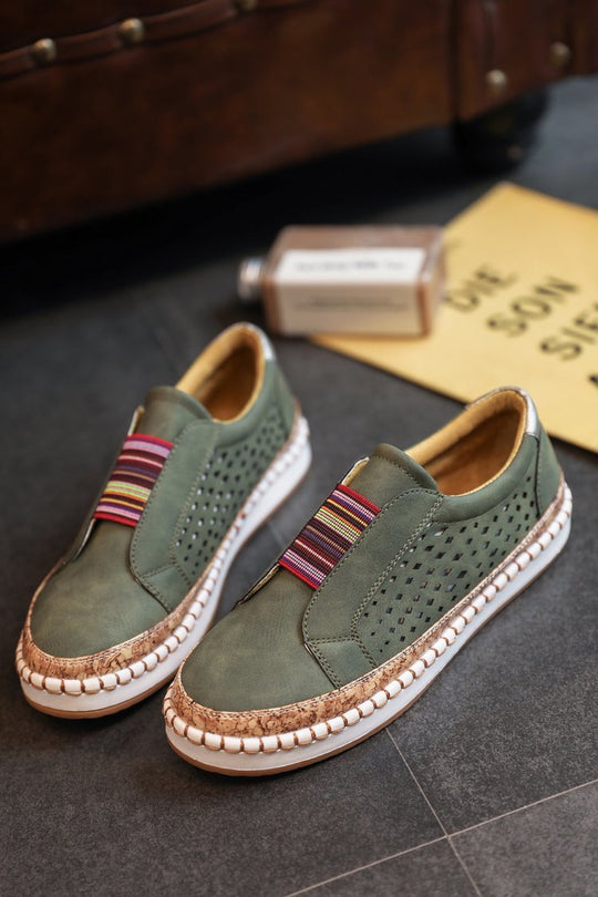 Damen Slip-On Sneakers mit atmungsaktivem Obermaterial und Jute-Detail R&B