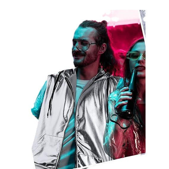 Herren Kapuzenweste mit glänzendem Obermaterial und praktischen Taschen R&B
