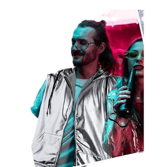 Herren Kapuzenweste mit glänzendem Obermaterial und praktischen Taschen R&B