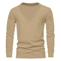 Herren V-Ausschnitt Langarm-T-Shirt mit hochwertigem Baumwollmix und bequemer Passform