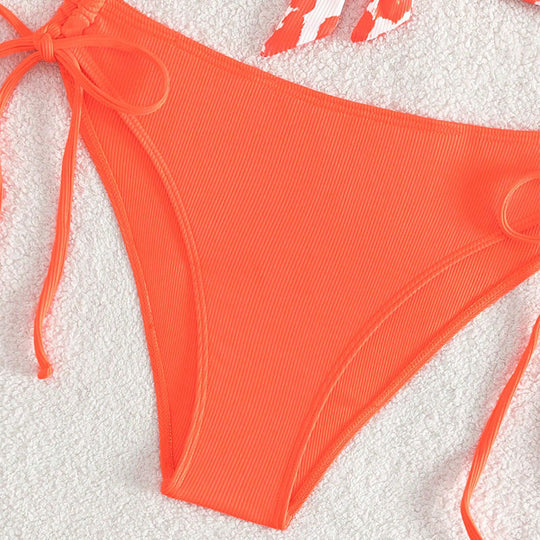 Damen Triangel-Bikini mit modischem Tiermotiv und verstellbaren Schnüren R&B