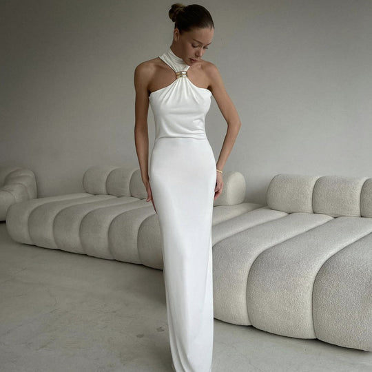 Damen Maxi-Kleid mit schickem Schlüsselbein-Ausschnitt und eleganter Silhouette R&B