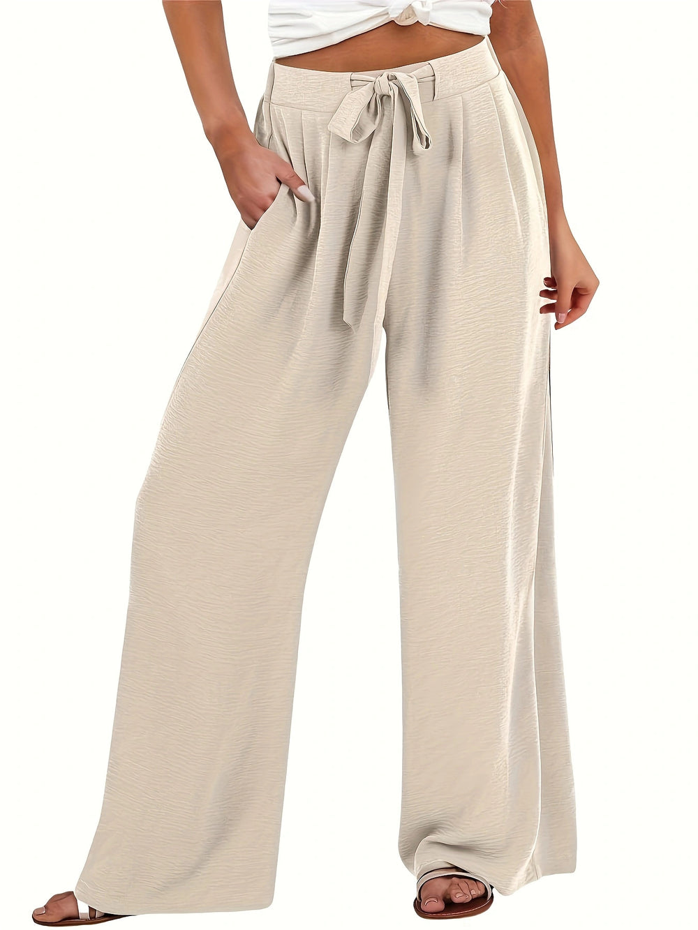 Damen Leichte und luftige Palazzohose mit seitlichen Taschen R&B