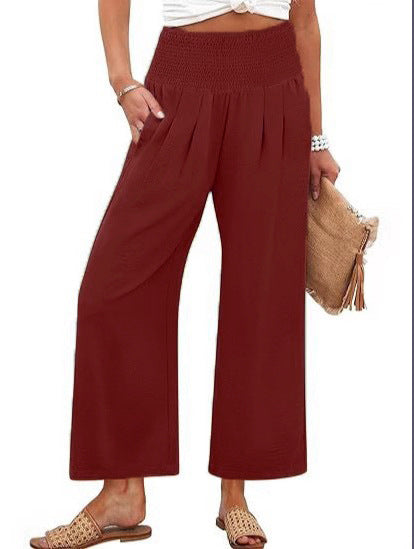 Damen Weite Culotte-Hose mit elastischem Bund und Falten R&B
