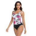 Damen Einteiler Badeanzug mit floralem Design und hohem Bauchweg