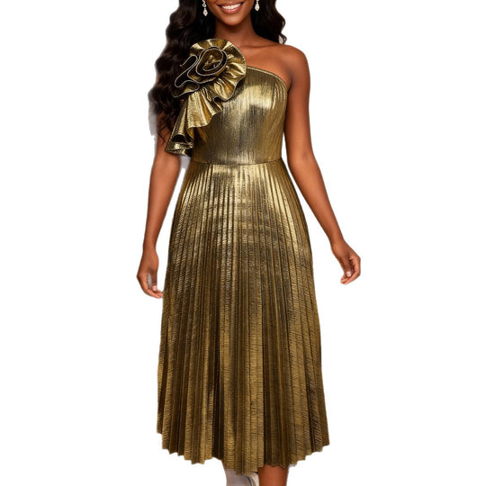 Damen glamouröses Abendkleid mit asymmetrischem Design und dekorativem Rüschendetail R&B
