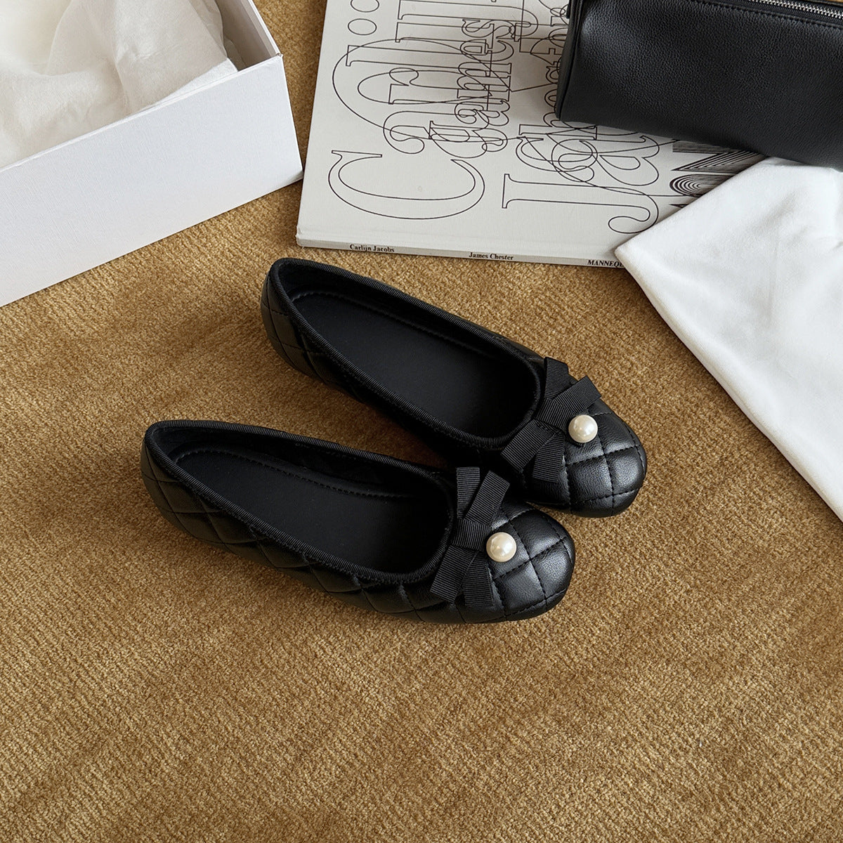 Damen Ballerinas mit dekorativem Riemchen und Perlenapplikation R&B