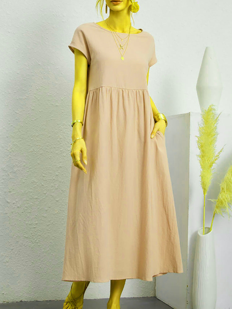 Damen Midikleid mit Lässigem Schnitt und Seitlichen Taschen R&B