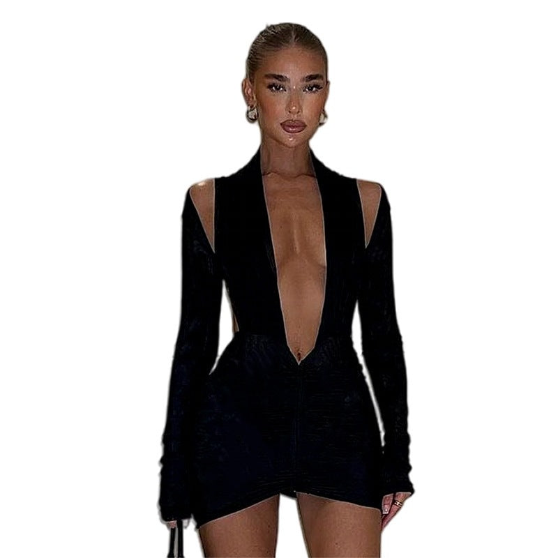 Damen Wickelkleid mit tiefem V-Ausschnitt und Raffungen R&B