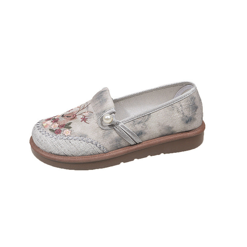 Damen modische Hausschuhe mit stilvollem Blumenornament und elastischem Gummizug R&B