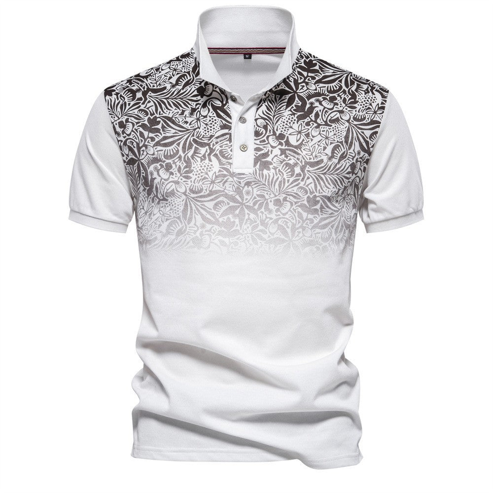 Herren Poloshirt mit floralen Ornamenten und klassischem Kragen