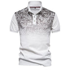 Herren Kurzarm Poloshirt mit floralen Mustern und modernen Designelementen