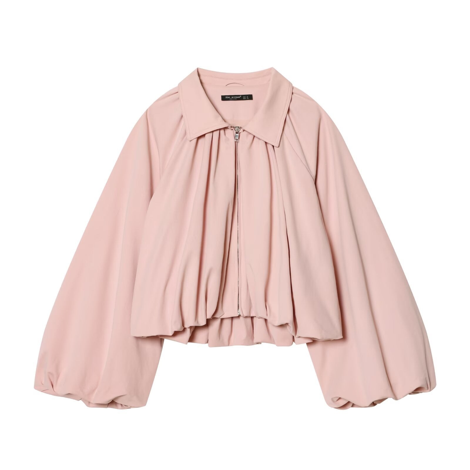 Damen modische Blousonjacke mit voluminösen Ärmeln und Reißverschluss R&B