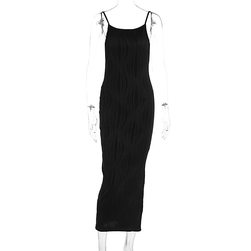 Damen Maxikleid im eleganten Wellenmuster mit Spaghettiträgern R&B