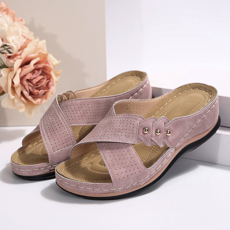 Damen Komfortable Freizeitsandalen mit perforierten Riemen R&B