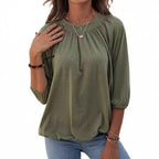 Damen lässiges Oversized-Shirt mit Rüschen und Viskose-Material R&B