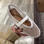 Damen Netz-Ballerinas mit elegantem Riemen und bequemer Sohle