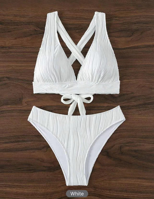 Damen Bikini-Set mit modernem Wickeldesign und geschmackvollen Rippendetails R&B