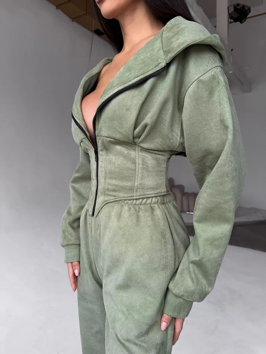 Damen Urbaner Kapuzen-Jumpsuit mit funktionellen Details R&B