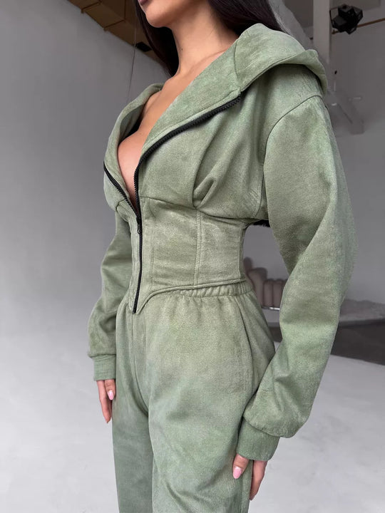 Damen Urbaner Kapuzen-Jumpsuit mit funktionellen Details R&B