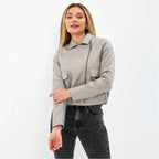 Damen cropped Kunstlederjacke mit praktischen Taschen und modernem Schnitt R&B