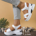 Damen modische Wedge-Sandalen mit elastischem Riemendesign und komfortabler Dämpfung R&B