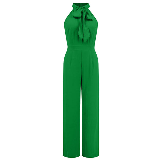 Damen Elegante Jumpsuit mit Schleifenkragen R&B