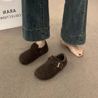 Damen Filz Clogs mit modischem Riemchen und bequemem Fußbett R&B