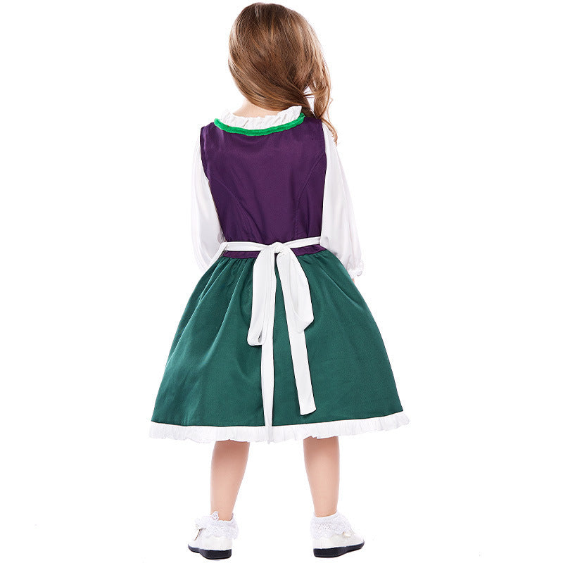 Damen nan dreiteiliges Trachtenkleid Dirndl Kostümset mit Schnürung, tailliertem Rock und abnehmbarer Carmenbluse R&B