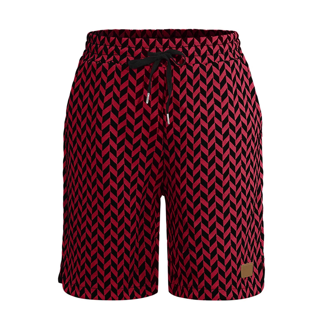 Damen nan Jacquard-Shorts mit elastischem Komfortbund, Tunnelzug und Fischgrätmuster R&B