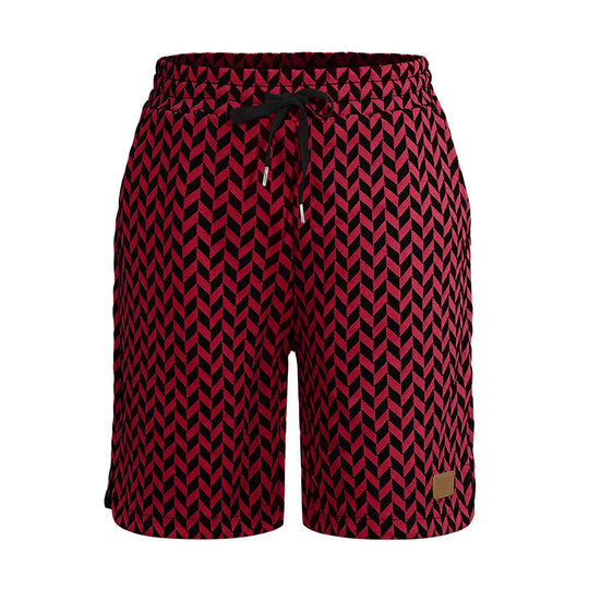 Damen nan Jacquard-Shorts mit elastischem Komfortbund, Tunnelzug und Fischgrätmuster R&B