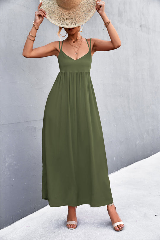 Damen Maxikleid mit feinen Spaghetti-Trägern R&B