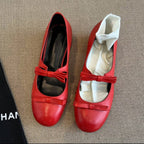 Damen Ballerinas mit dekorativem Strickbund und eleganten Schleifen