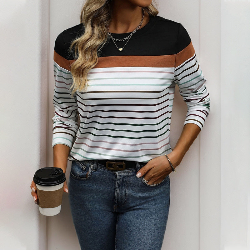 Damen Streifenshirt mit bequemem Schnitt und lässigem Design R&B