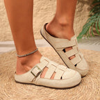 Damen offene Clogs mit verstellbarem Schnallenverschluss und atmungsaktivem Design R&B