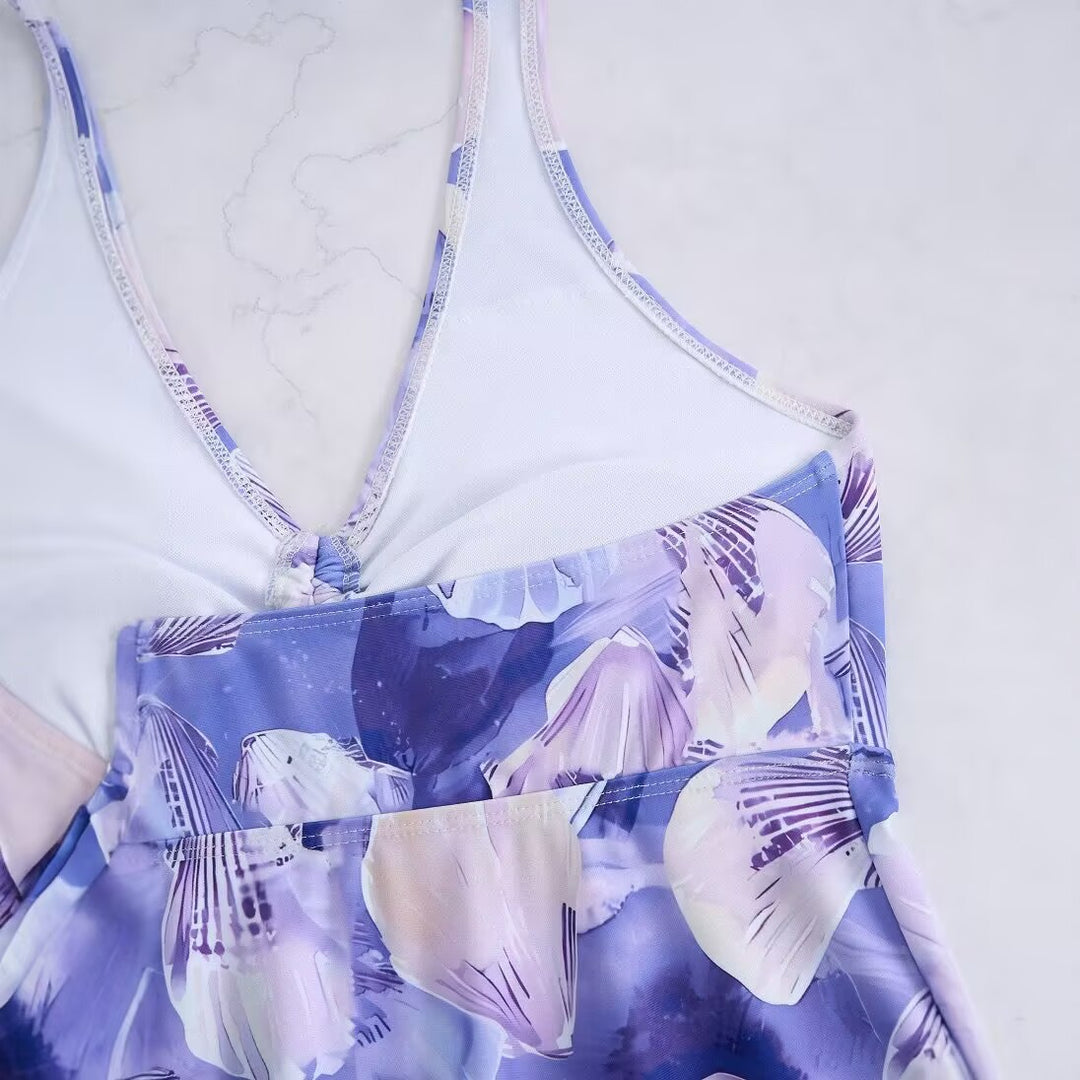 Damen Tankini-Set mit romantischem floralen Design und verstellbarem Oberteil R&B