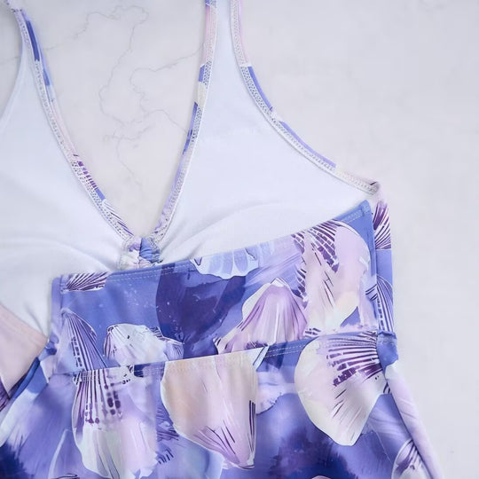 Damen Tankini-Set mit romantischem floralen Design und verstellbarem Oberteil R&B