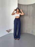Damen Elegante und fließende Palazzo-Hose R&B