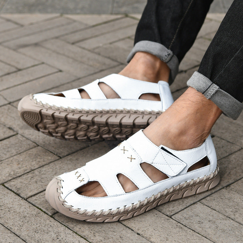 Herren Bequeme Leder-Sandalen mit luftiger Belüftung R&B