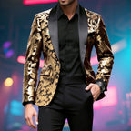 Herren glamouröser Pailletten-Blazer mit floralem Design und elegantem Schnitt R&B