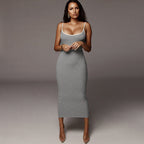 Damen Figurbetontes Maxikleid mit Spaghettiträgern und feinem Stretch R&B