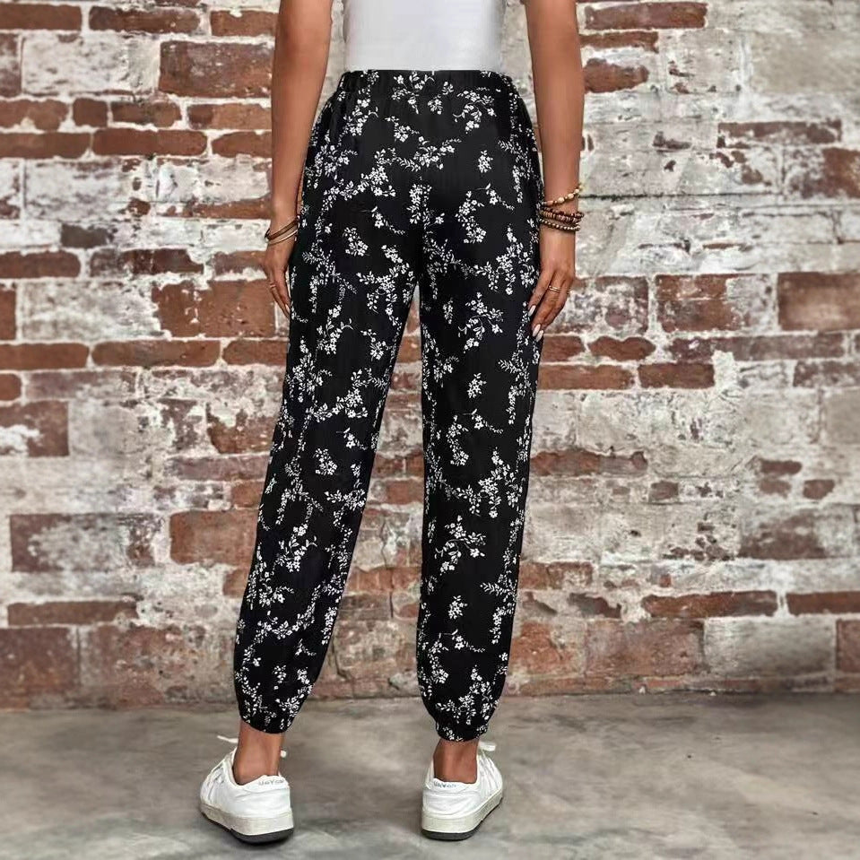 Damen Komfortable Blumenmuster Jogginghose R&B