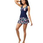 Damen Badeanzug mit modischem Rock und floralen Akzenten R&B