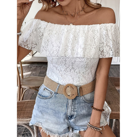 Damen Off-Shoulder Spitzenbluse R&B
