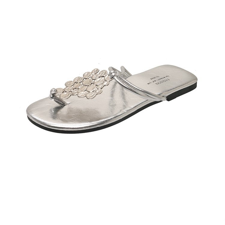 Damen elegante Pantoletten mit funkelndem Schmuckdetail R&B