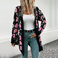 Damen Strickjacke mit floralem Muster und offenem Schnitt