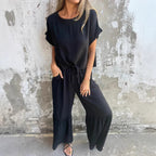 Damen Lässiges Zweiteiler-Set mit weitem Oberteil und komfortabler Hose R&B