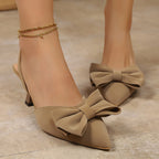 Damen Slingback Pumps mit dekorativem Schleifen-Detail und elegantem Blockabsatz