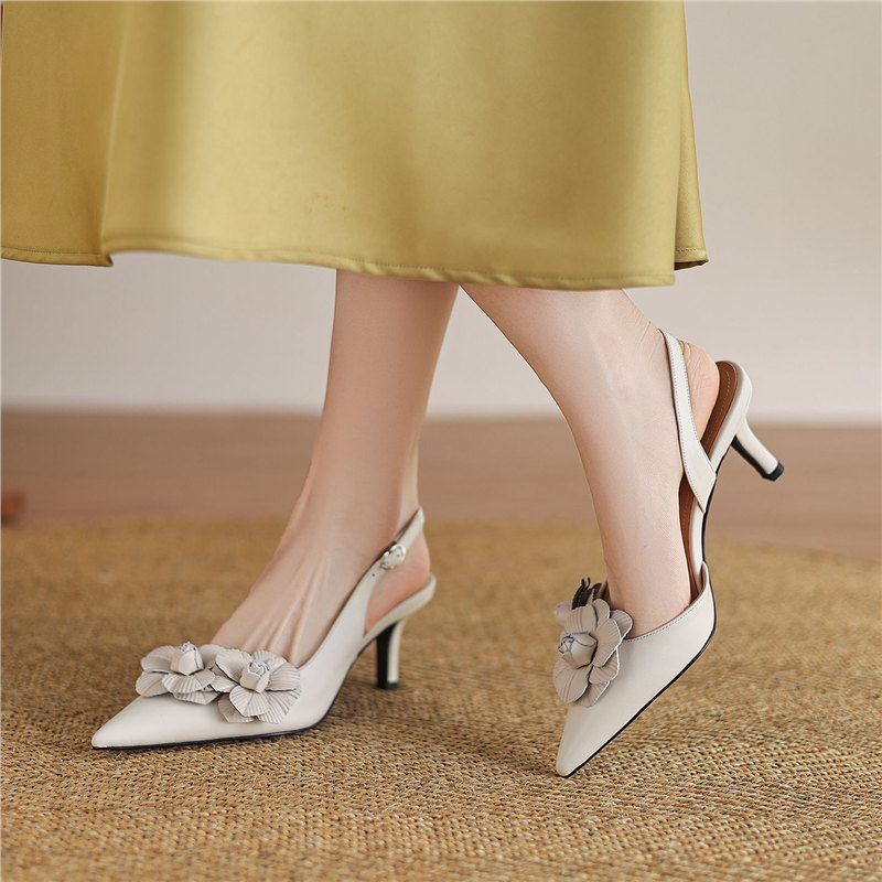 Damen Slingback Ballerinas mit floralen Akzenten R&B